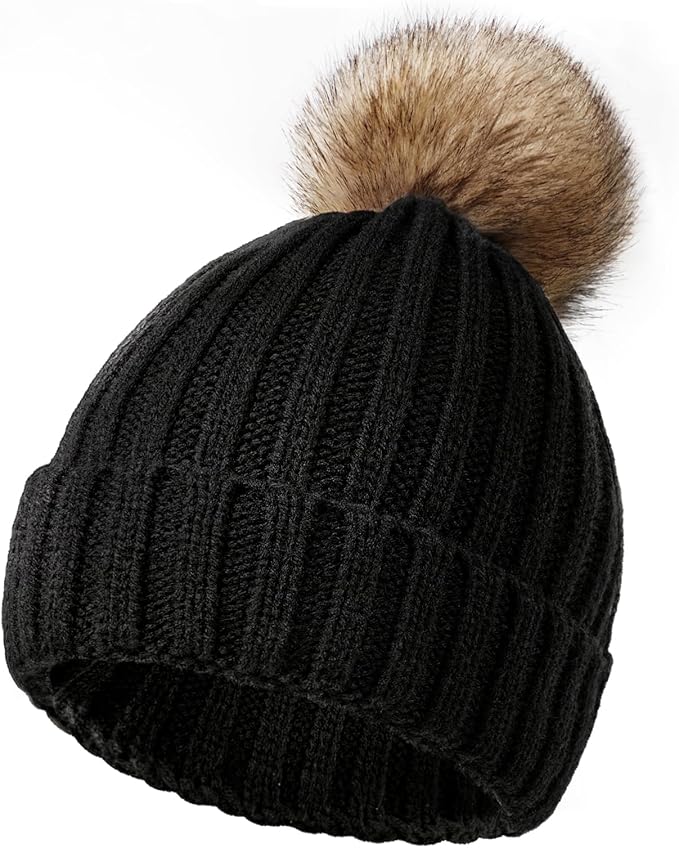 LHF600 Women's Cable Knit Hat with Soft Fur Lining One Size