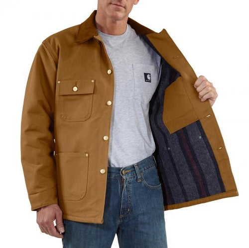 C001-BRN Carhartt Duck Chore Coat Blanket Lined