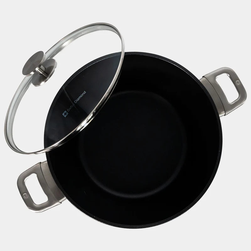 CXD Dual Ceramic Layer, Diamond Reinforced Nonstick Stock Pot with Glass Lid - 8L