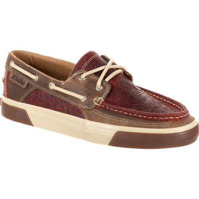 WOMEN'S DURANGO® MUSIC CITY™RED WESTERN EMBOSSED BOAT MOC