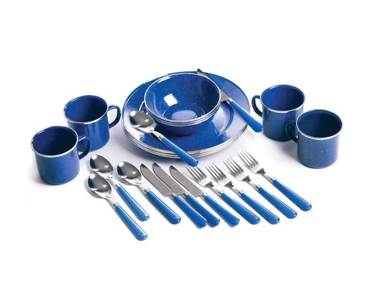 Deluxe 24pc Enamel Tableware Set