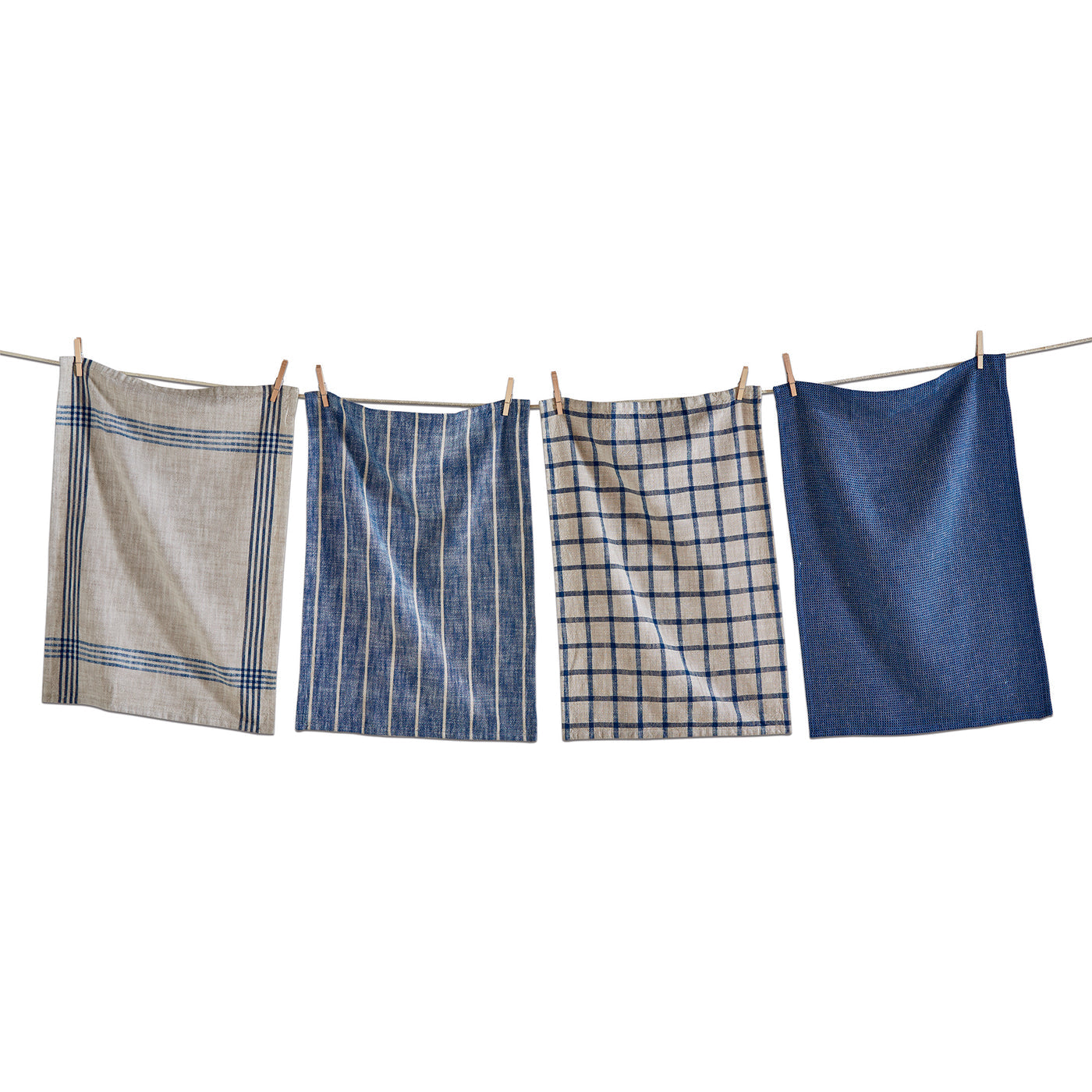 Canyon Woven Dishtowel Set Of 4, Midnight Blue/Beige