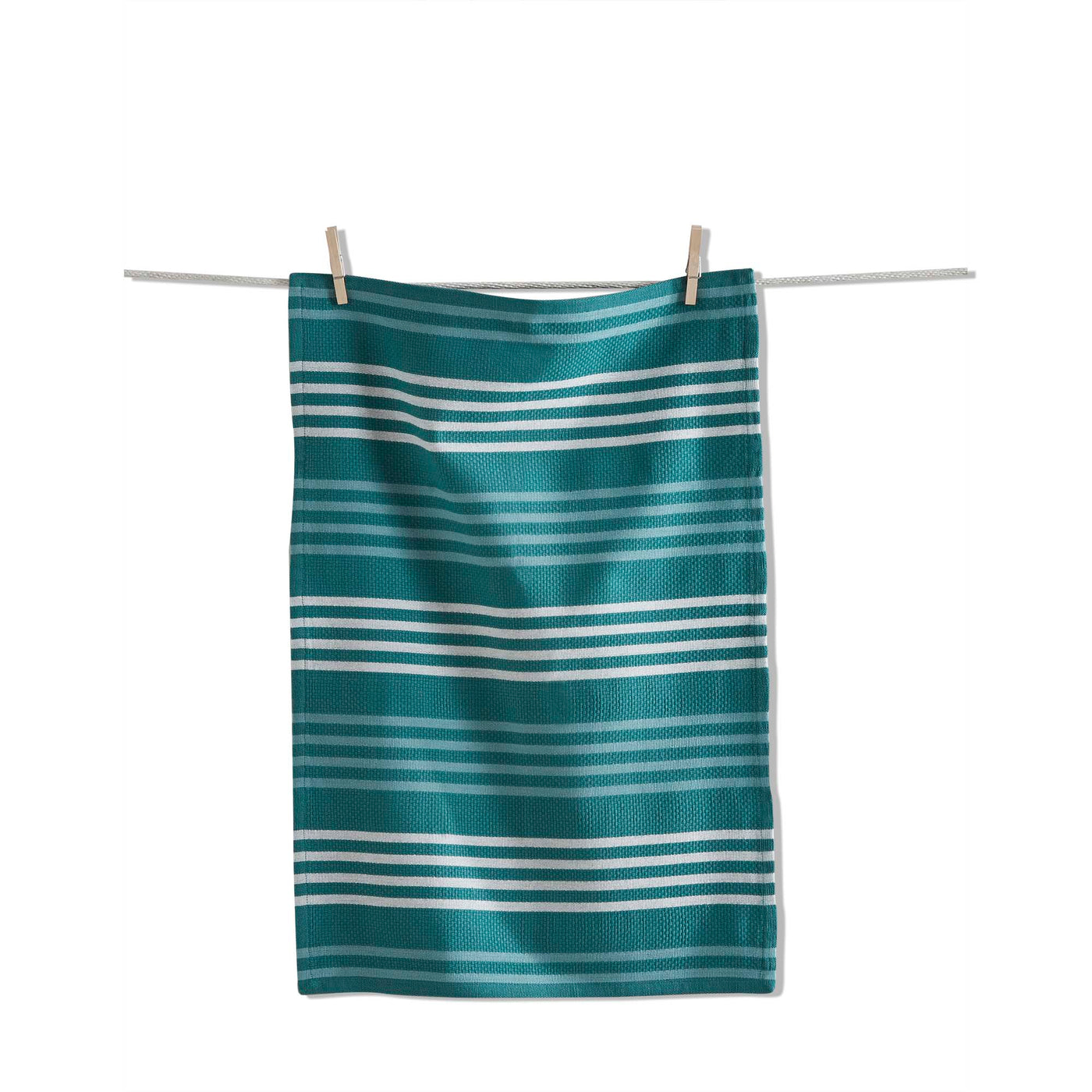 Basket Weave Stripe Dishtowel Teal