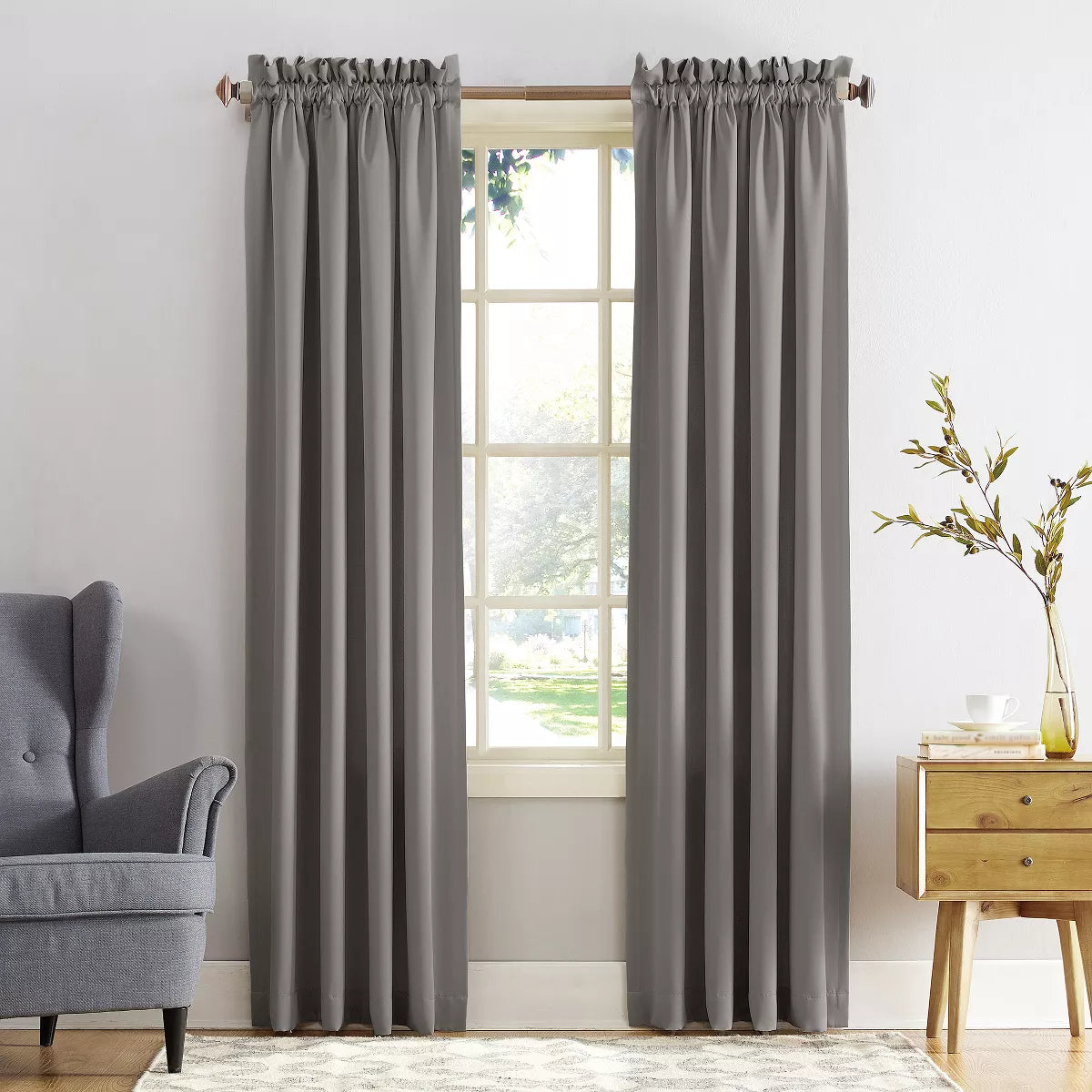 Sun Zero Room Darkening Seymour Rod Pocket Curtain Panel (SINGLE PANEL)