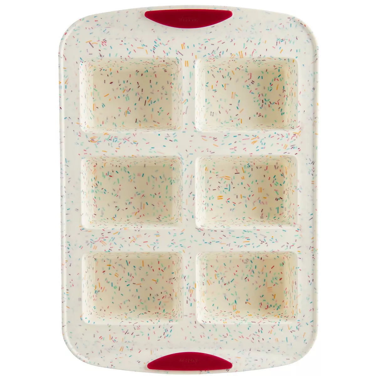 Trudeau Structure Silicone 6 Cavity Mini Loaf Pan, Confetti/Fuchsia