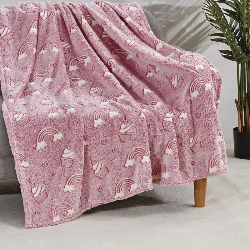 SHD-PINK RAINBOW GLOW IN THE DARK THROW