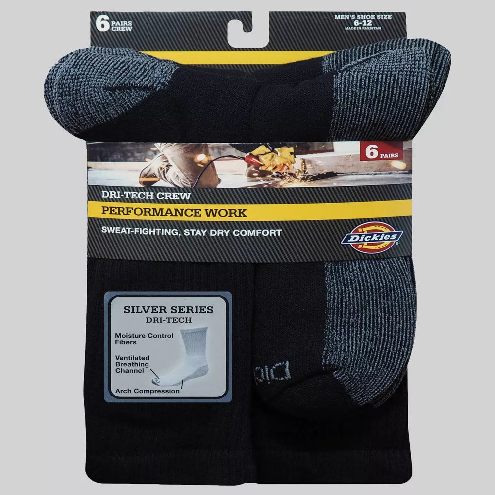 11750 DICKIES DRI-TECH PERFORMANCE WORK SOCK 6 PACK