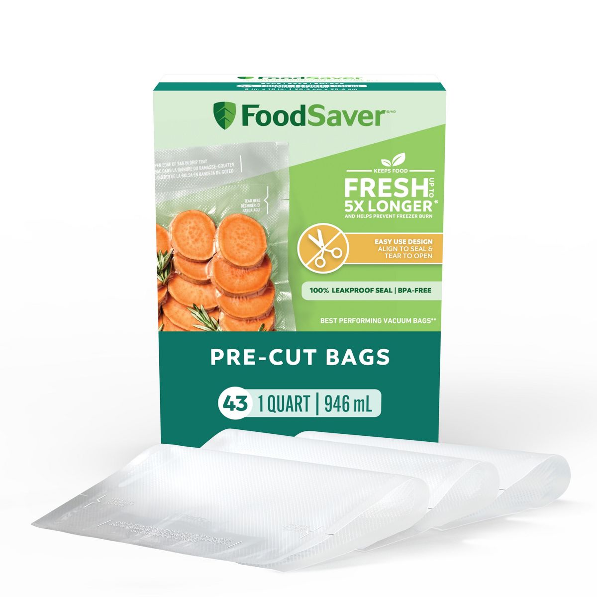FoodSaver Easy Open Quart Bags