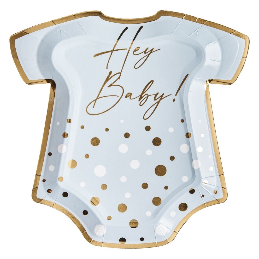 ONESIE DIE CUT SALAD PLATE HEY BABY BLUE - 8PKG