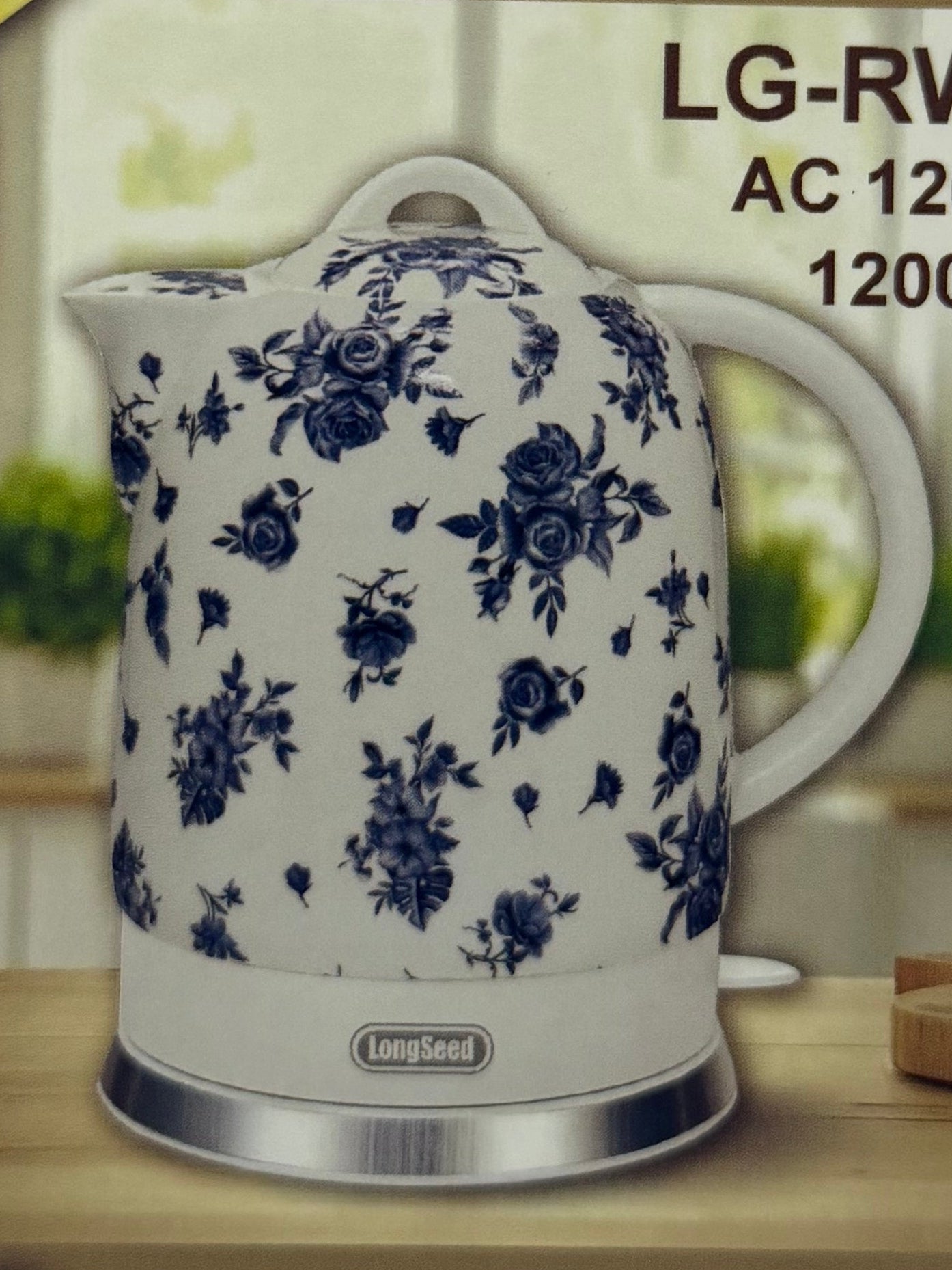 Ceramic Electric Kettles - White with Blue Flowers