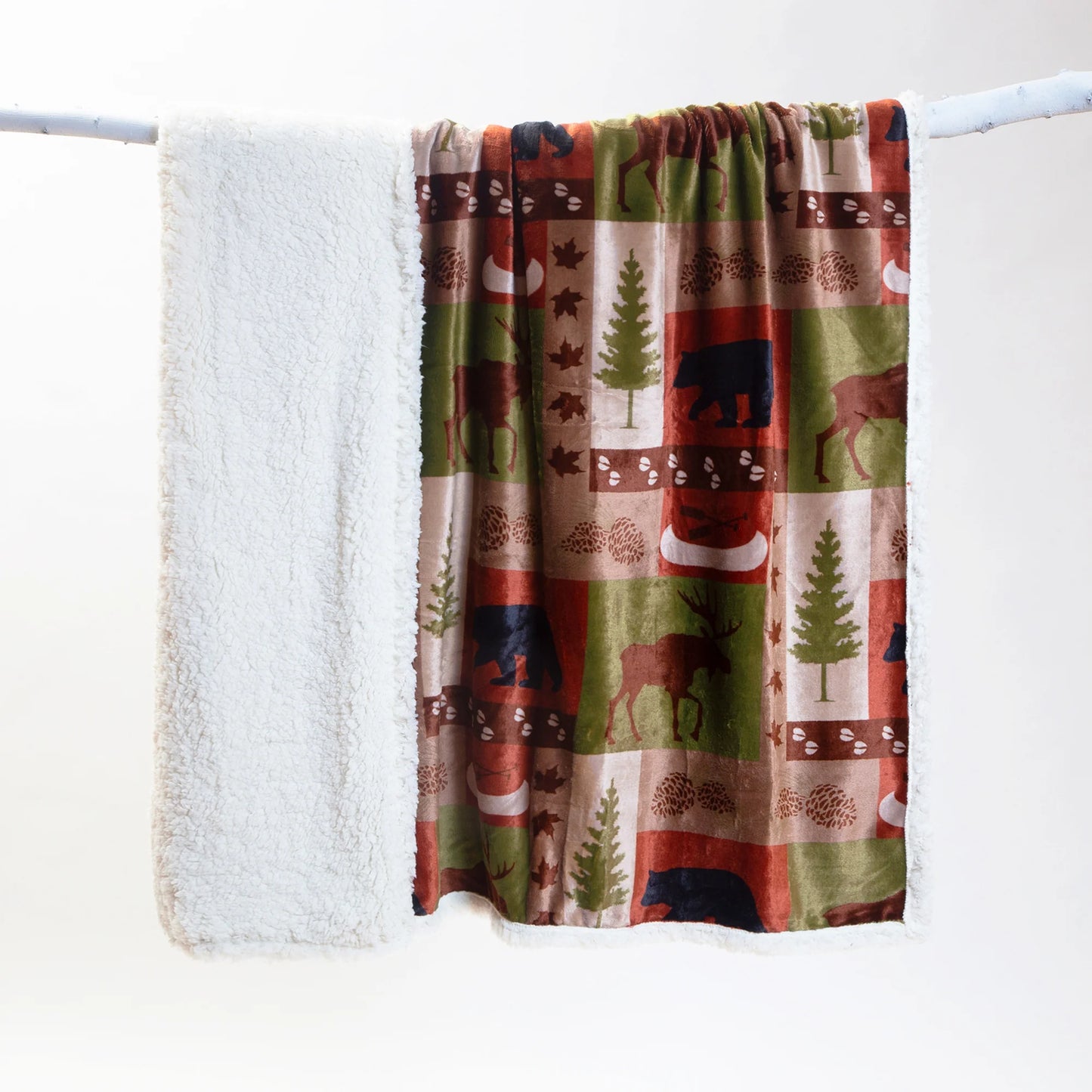 JP525 Carsten's Patchwork Lodge Plush Throw Blanket