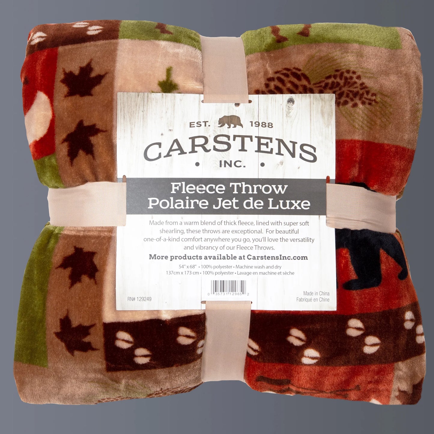 JP525 Carsten's Patchwork Lodge Plush Throw Blanket