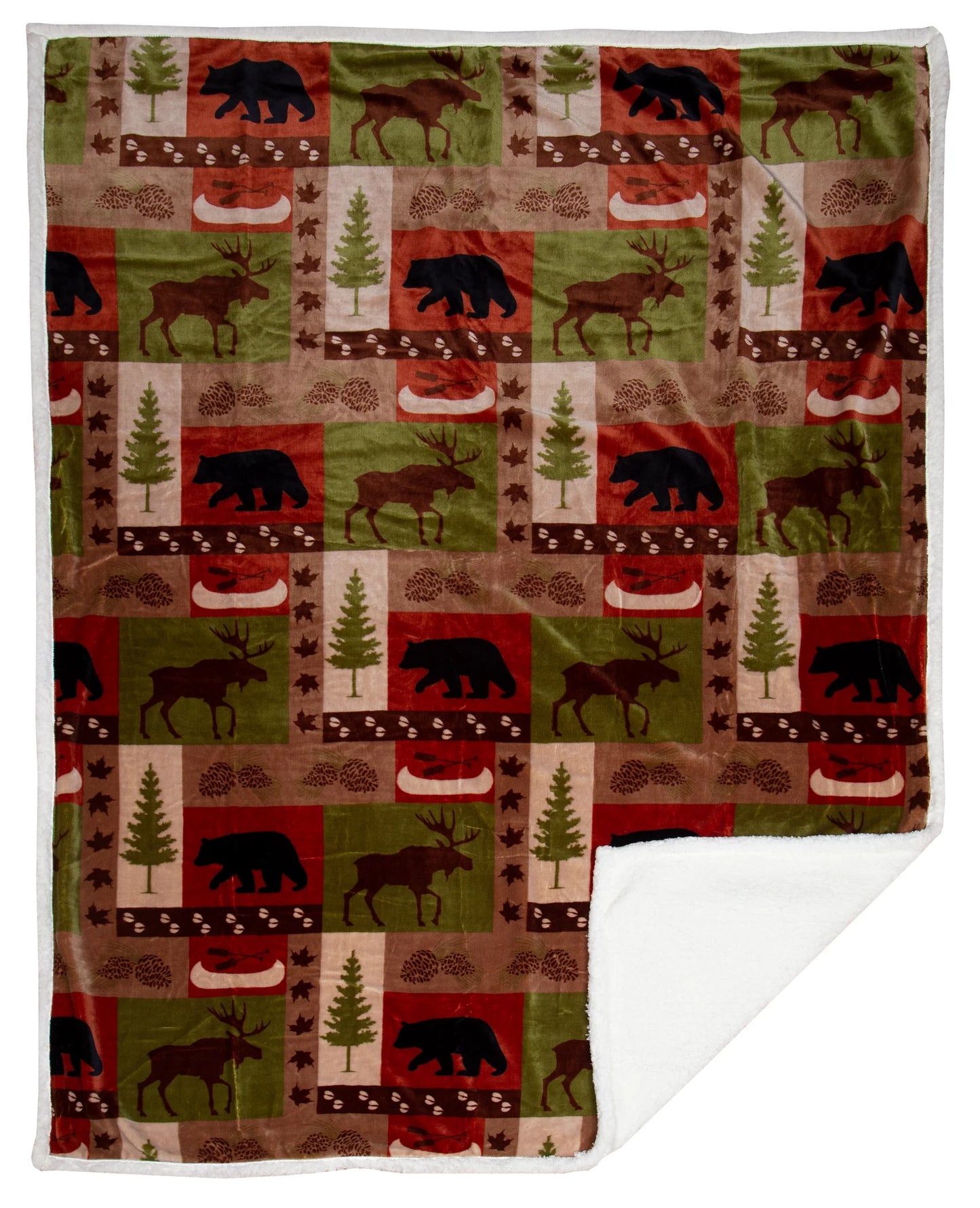 JP525 Carsten's Patchwork Lodge Plush Throw Blanket