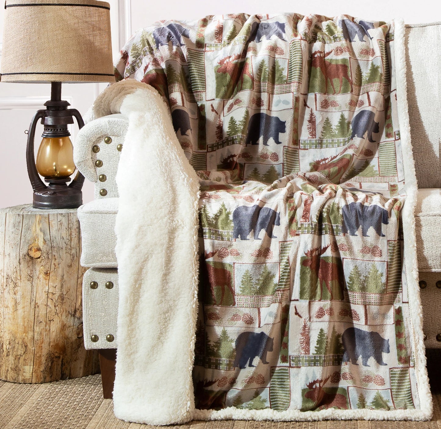 JP814 Carsten's Vintage Lodge Plush Throw Blanket