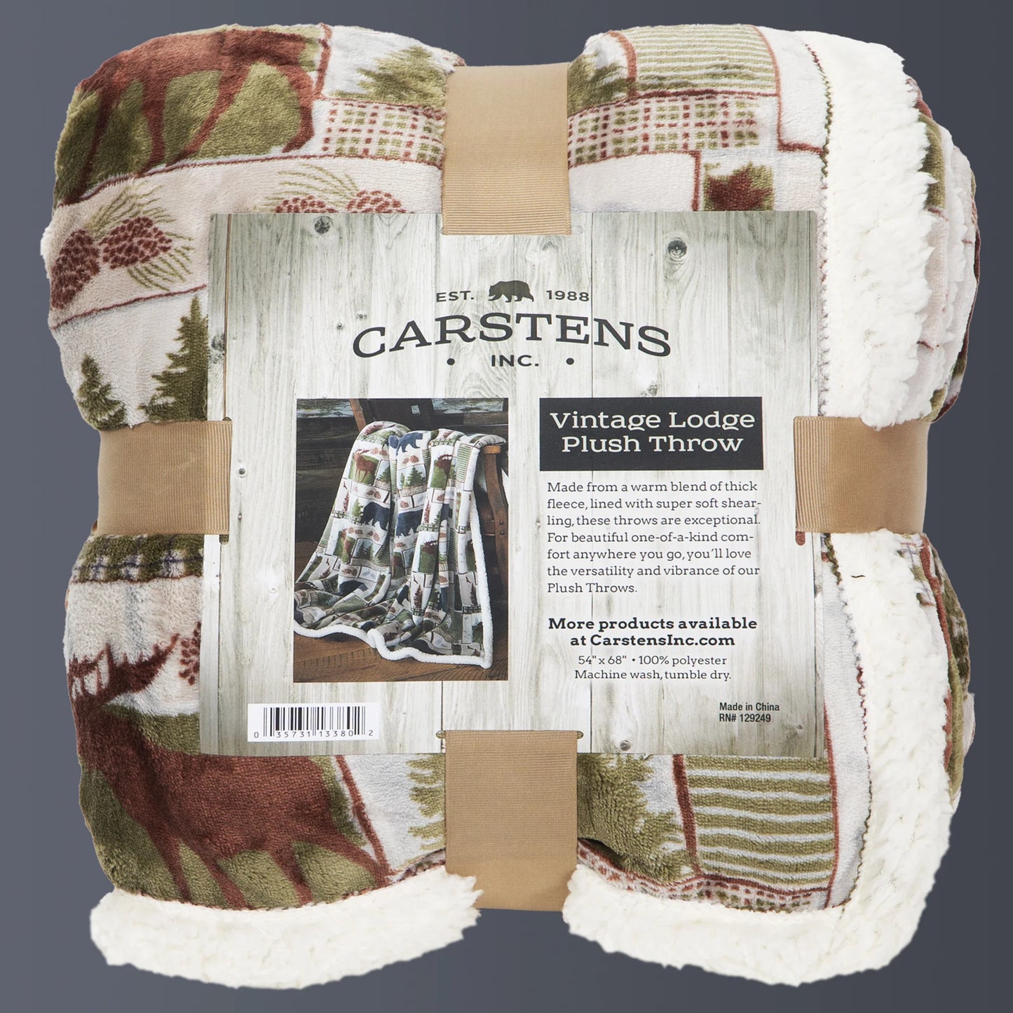 JP814 Carsten's Vintage Lodge Plush Throw Blanket