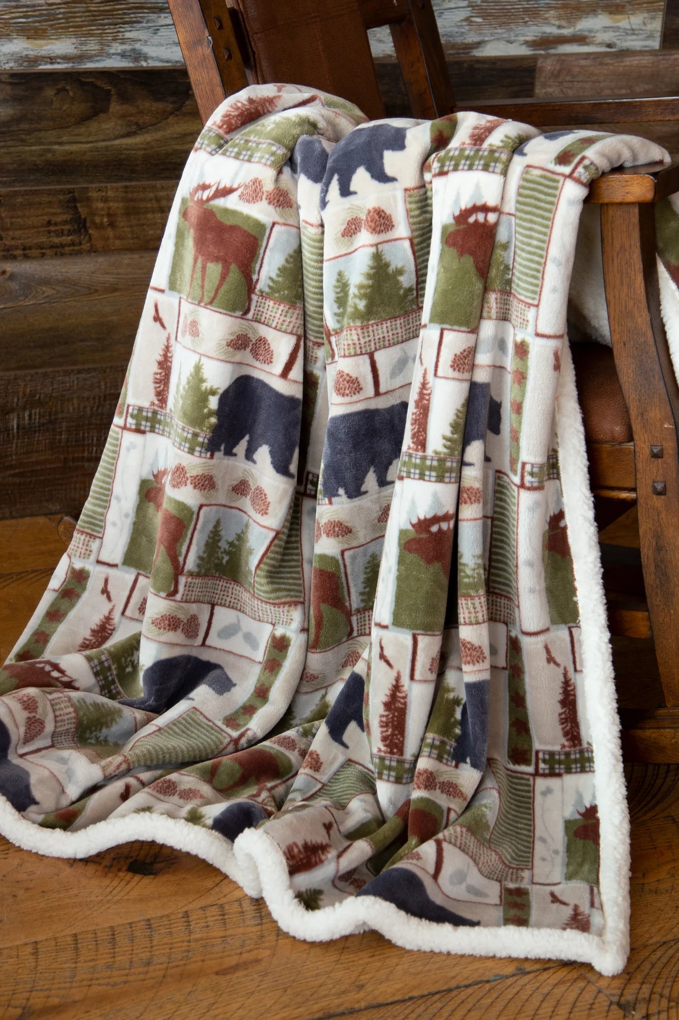 JP814 Carsten's Vintage Lodge Plush Throw Blanket