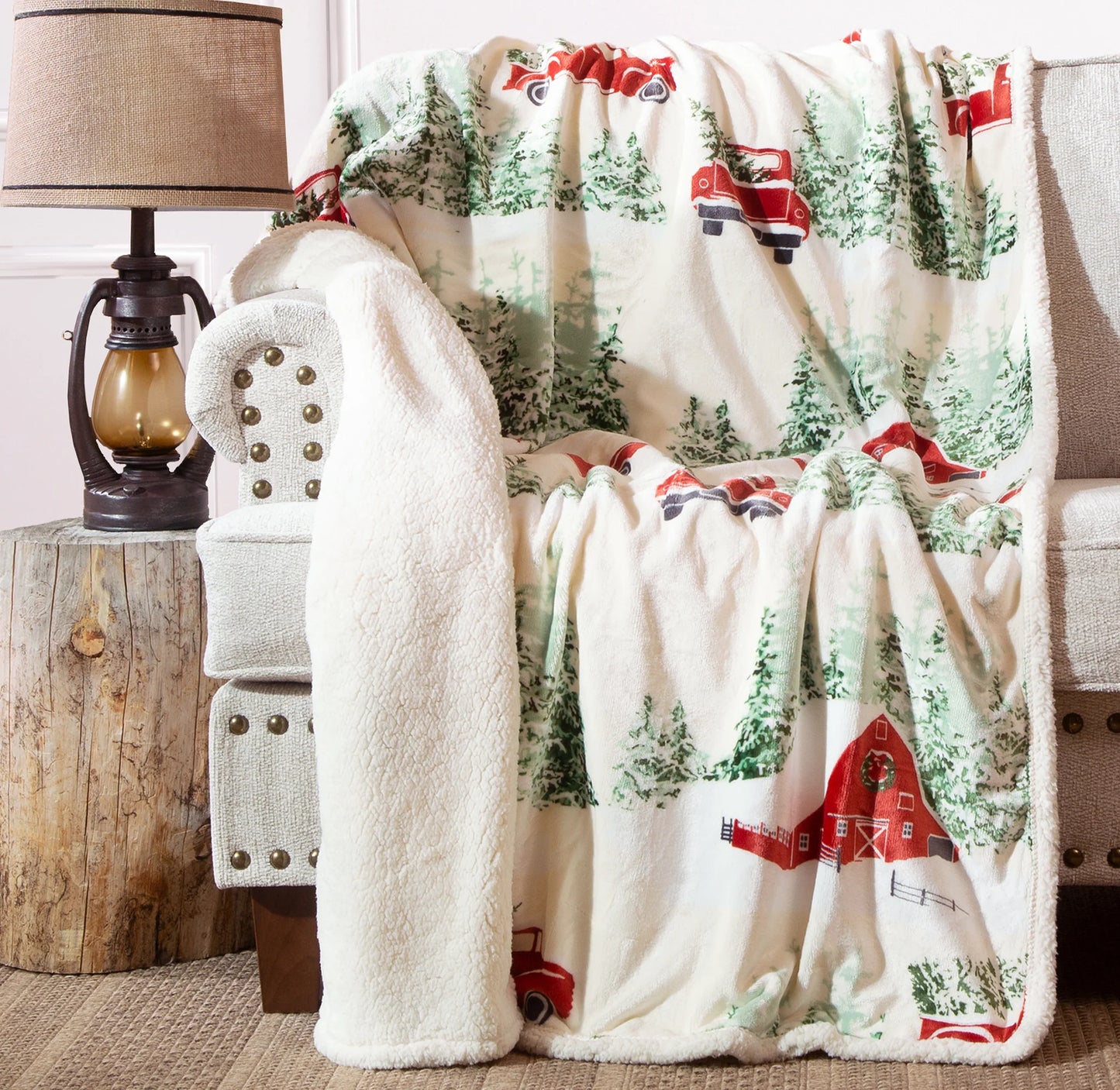 JP929 Carsten's Barn and Truck Plush Throw Blanket