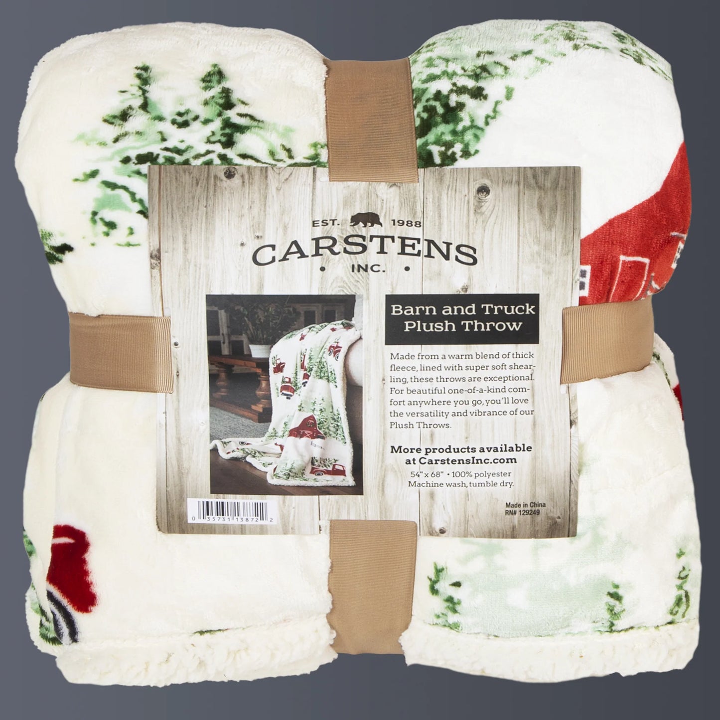 JP929 Carsten's Barn and Truck Plush Throw Blanket