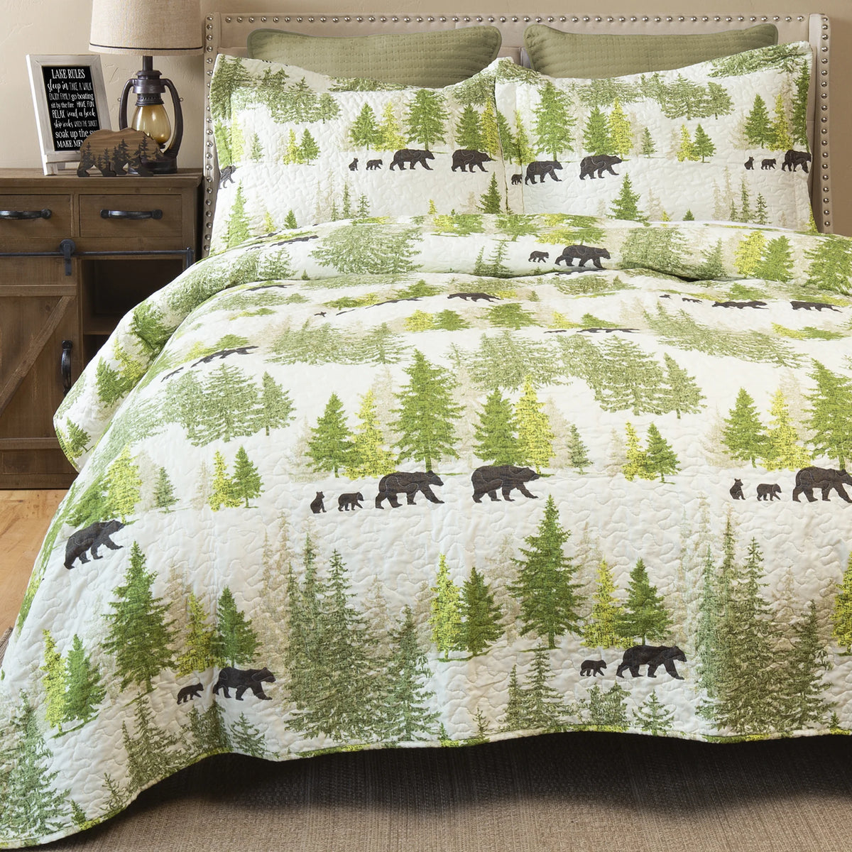 JQ439 Carsten's Pine Wilderness Quilt King Bed Set