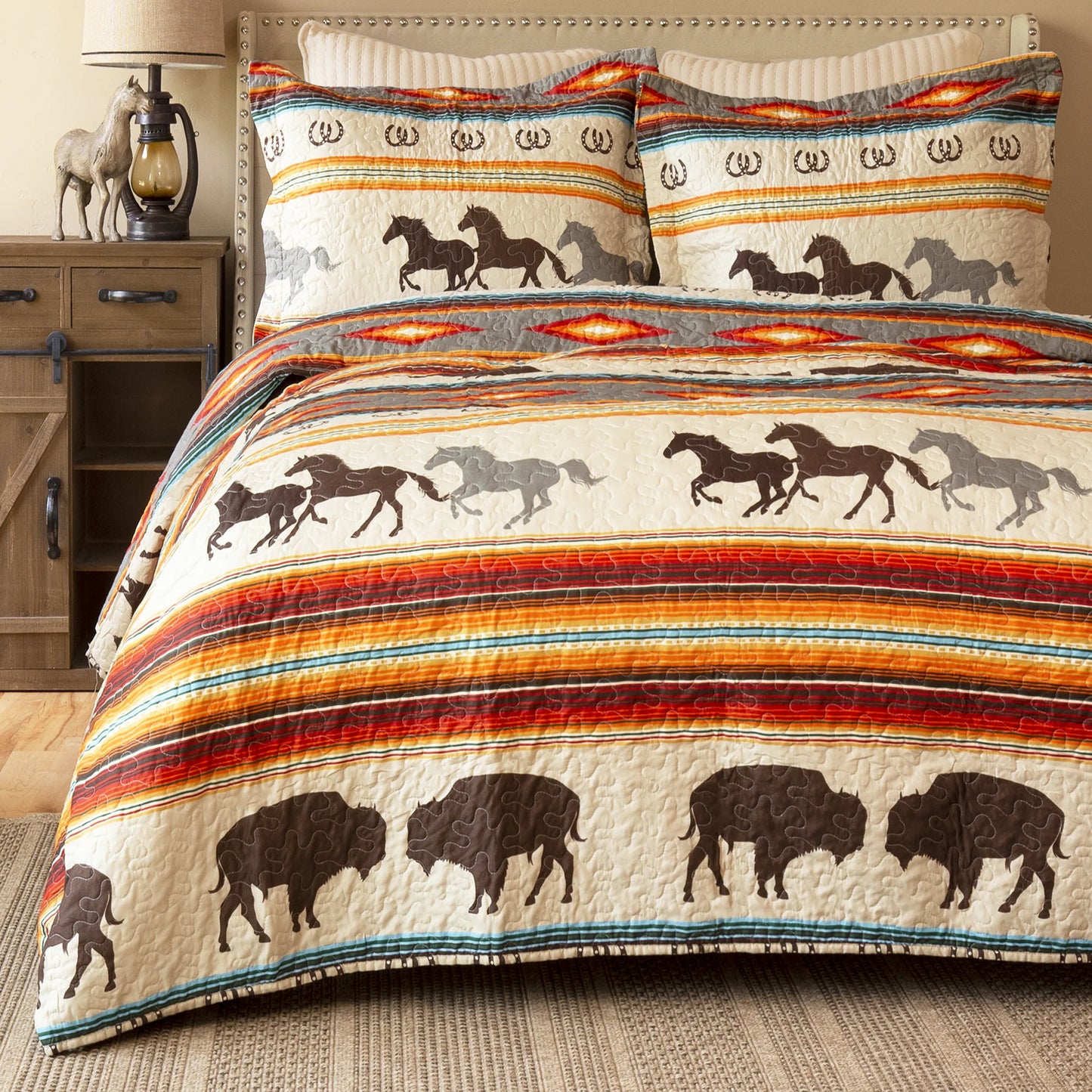 JW290 Carsten's Wrangler Western Stripe Quilt King Set