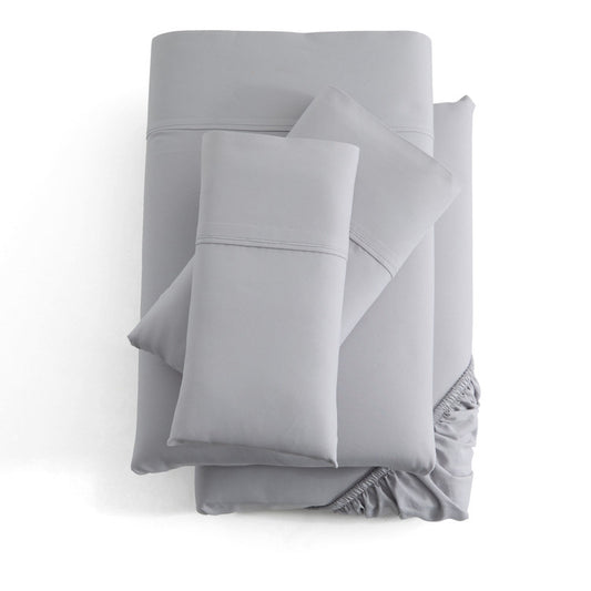 WOVEN MICROFIBER SHEET SET, QUEEN, ASH