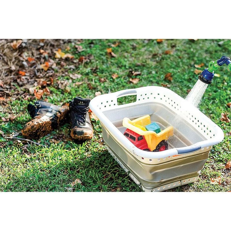 Large Collapsible Laundry Basket - White/Grey