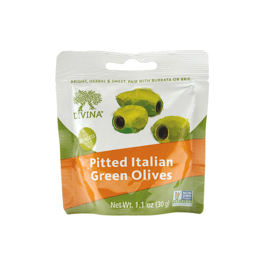 PITTED ITALIAN GREEN OLIVES 1.1 OZ
