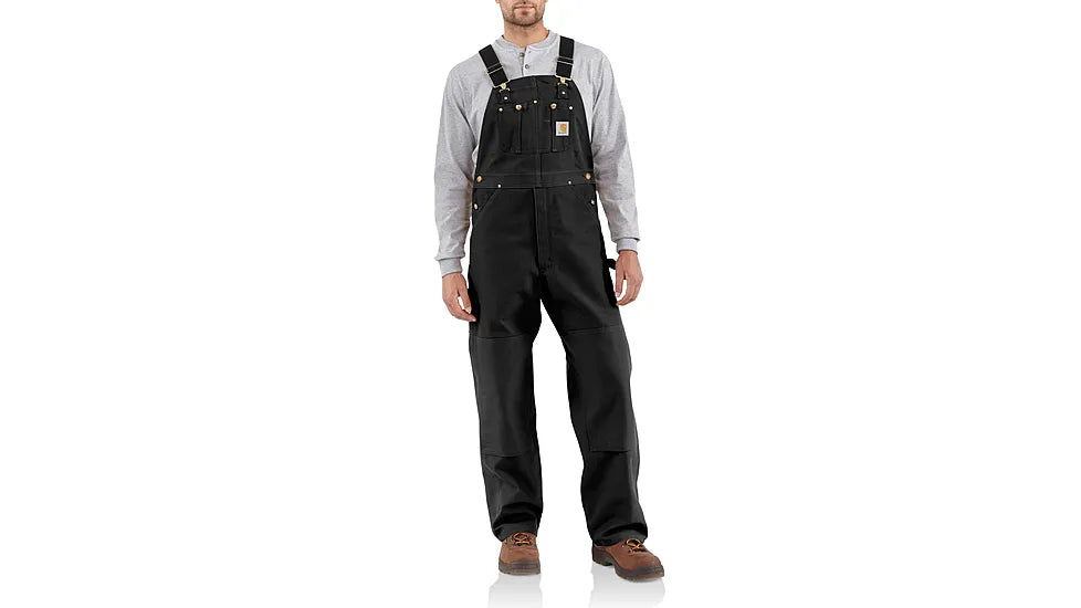 R01 Black Carhartt Duck Bib Overalls Unlined