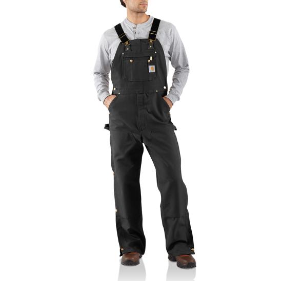 R02 BLK Carhartt Duck Bib Overall Lined