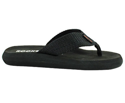 WOMENS SUNSET WEBBING TRIBAL BLACK FLIPFLOPS