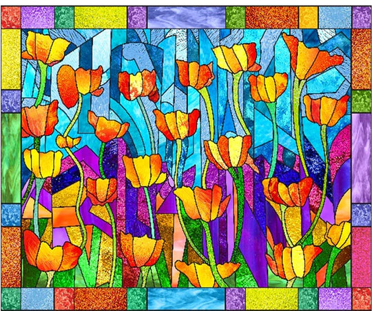 STAINED GLASS POPPIES PUZZLE