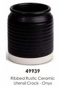 RIBBED RUSTIC CERAMIC UTENSIL CROCK - ONYX