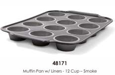 MUFFIN PAN W/ LINERS - SMOKE - 12 CUP