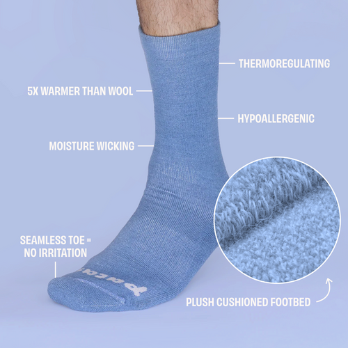 Pacas Men's Heavy Crew Socks - Solid Chambray - Medium/Large (US 7-10)