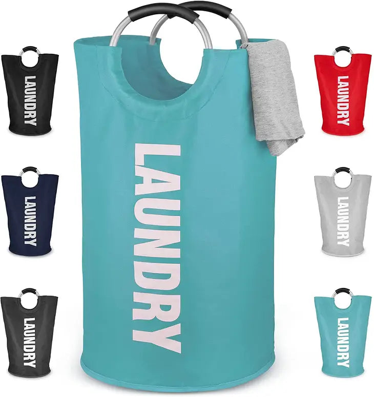 LARGE HEAVY DUTY COLLAPSIBLE LAUNDRY BASKET TEAL