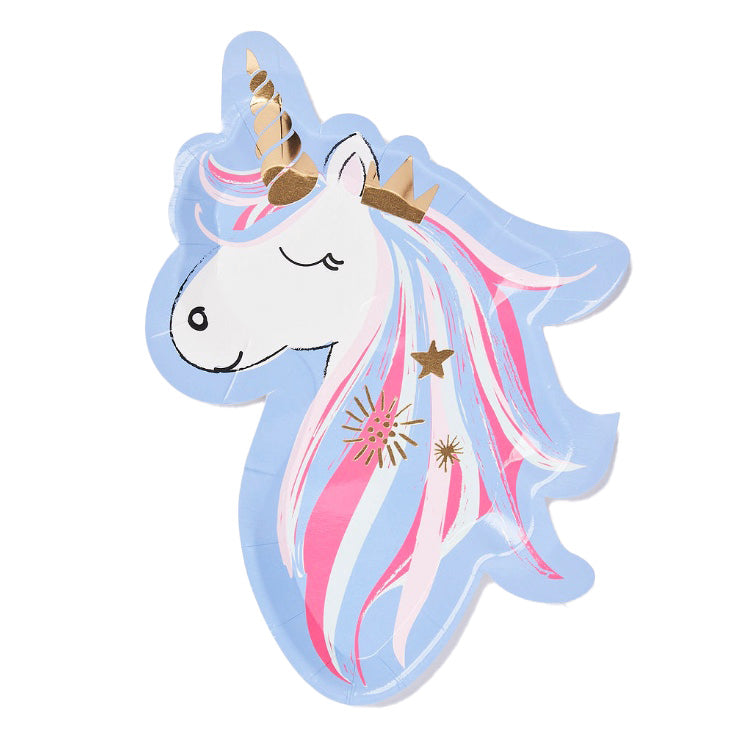 DIE-CUT DREAMS COME TRUE UNICORN SALAD PLATE/8PK