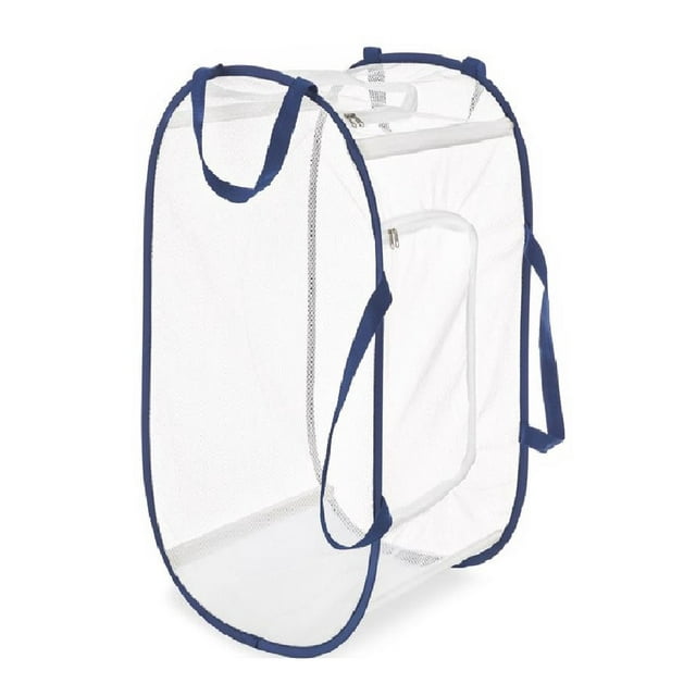 Whitmor 5588-7485-WNVY Collapsible Hamper, Blue/White
