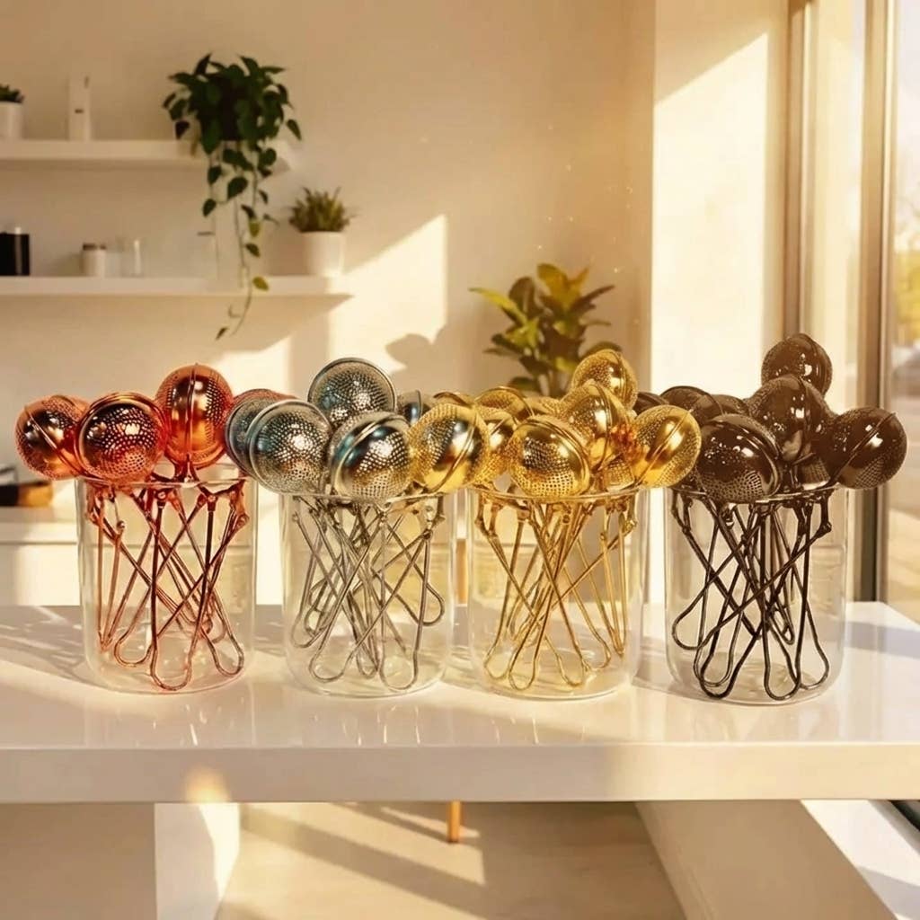 Stainless Steel Tea Strainer | Faire Market Bestseller: Gold