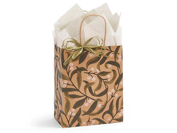 White Berries Paper Gift Bags: 25 Pack / Rose 5.25x3.50x8.25"