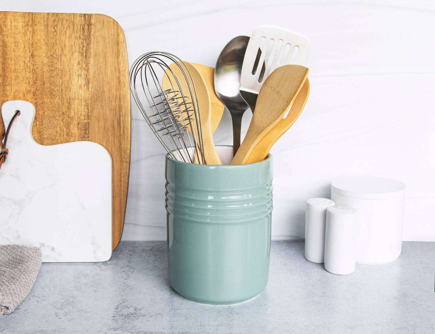 Kook Ceramic Utensil Holder Crock: Mint