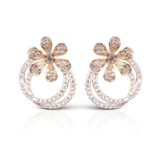 Ice Blu Double Hoop Flower Earrings - Silver - AMANDA BLU AG