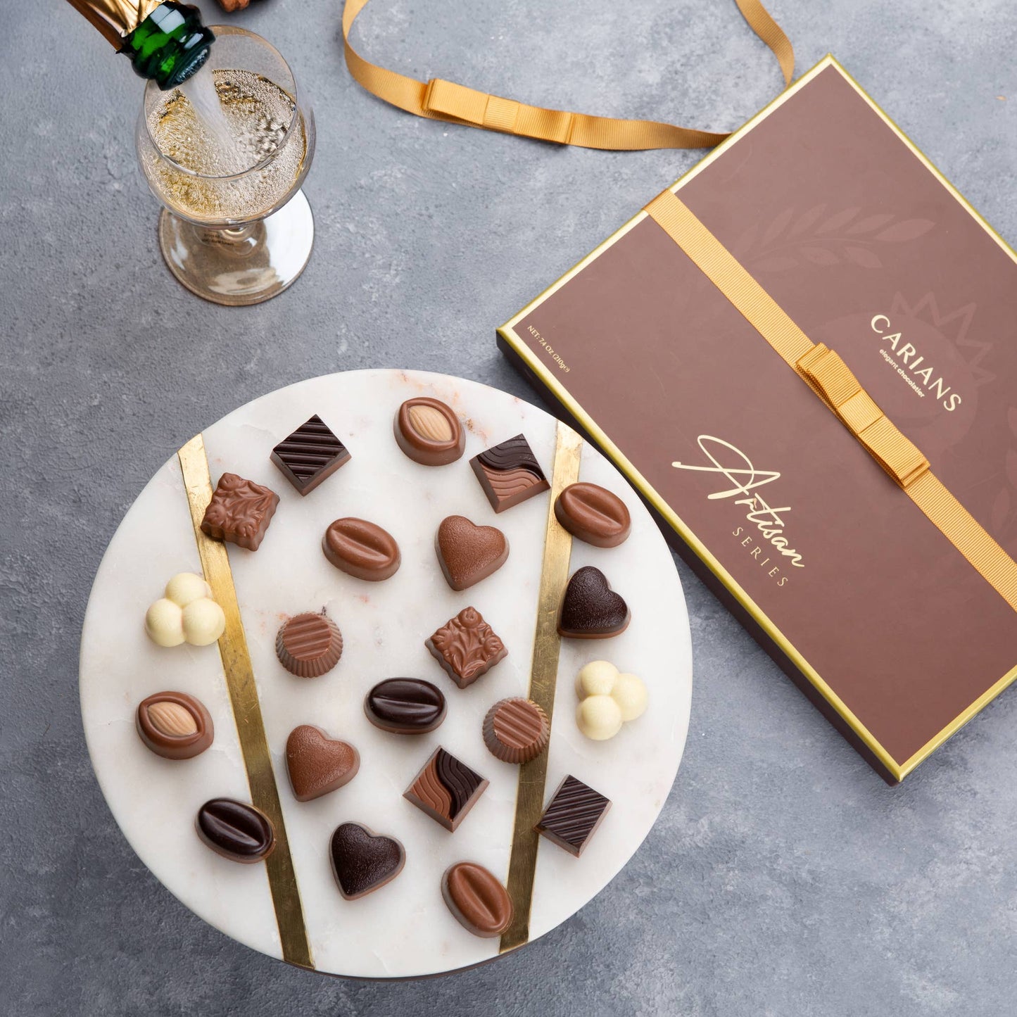 Valentine's  Chocolate Gift Box Premium Quality, Gold Ribbon