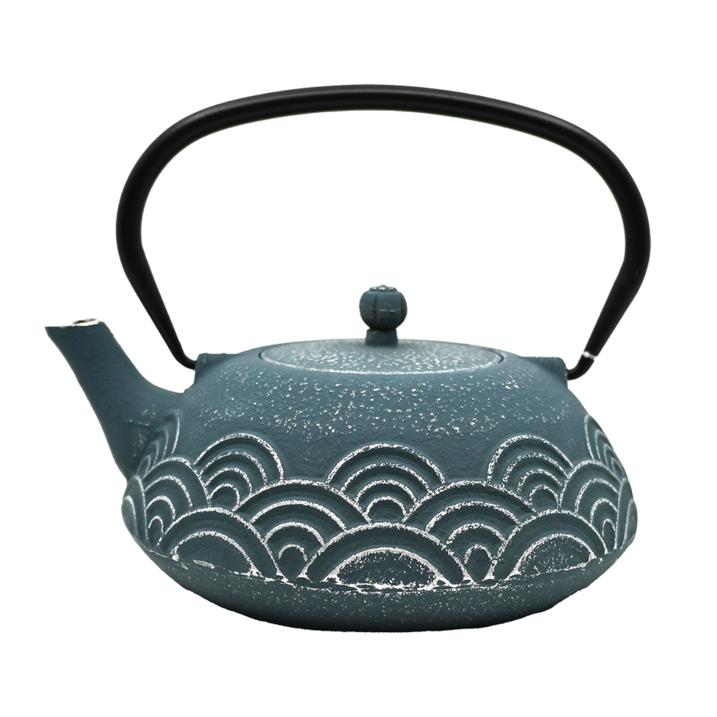 Blue Seigaiha Design 40oz Cast Iron Tea Pot (1/8)