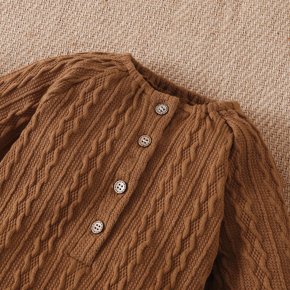 Solid Knitted Button Design Long-sleeve Baby Jumpsuit: 12-18 Months / White