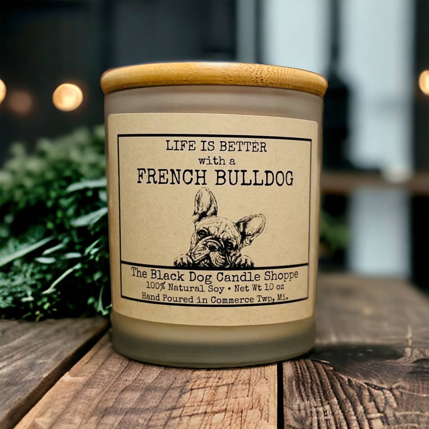 French Bulldog Candle: Black / Mahogany Teakwood