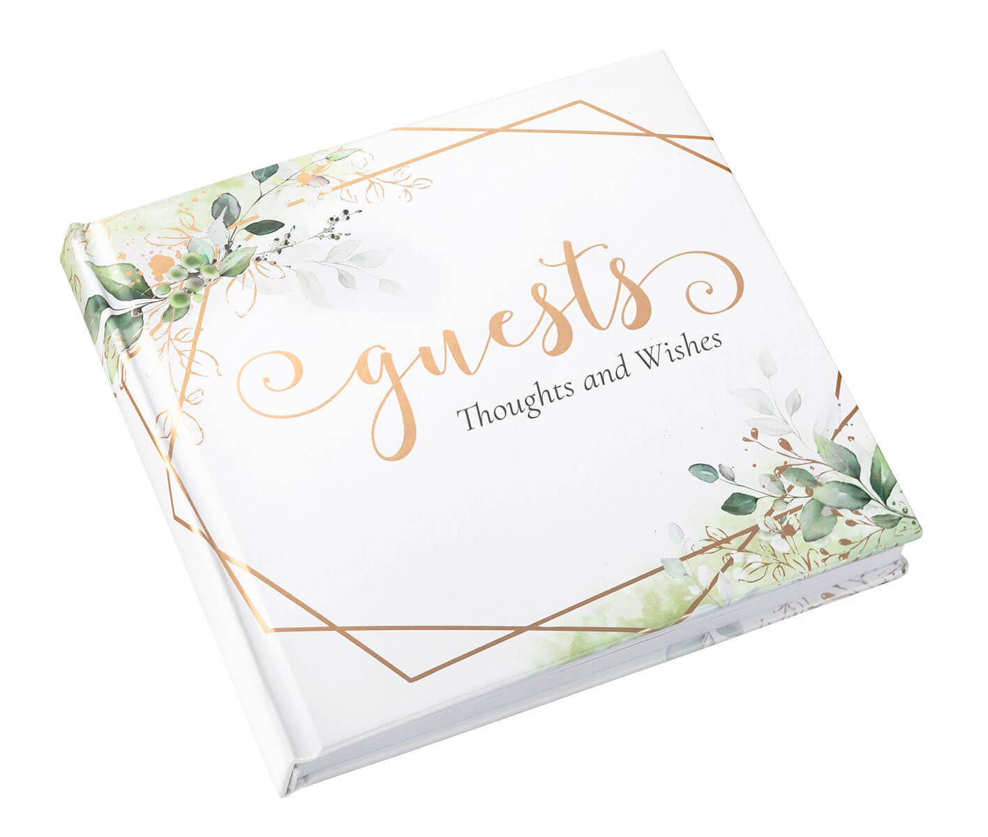 Botanical and Geometric Guest Book with Gold Accents