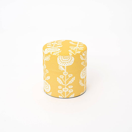 Washi Tea Canister - 5 Patterns: Yellow - Chrysanthemum