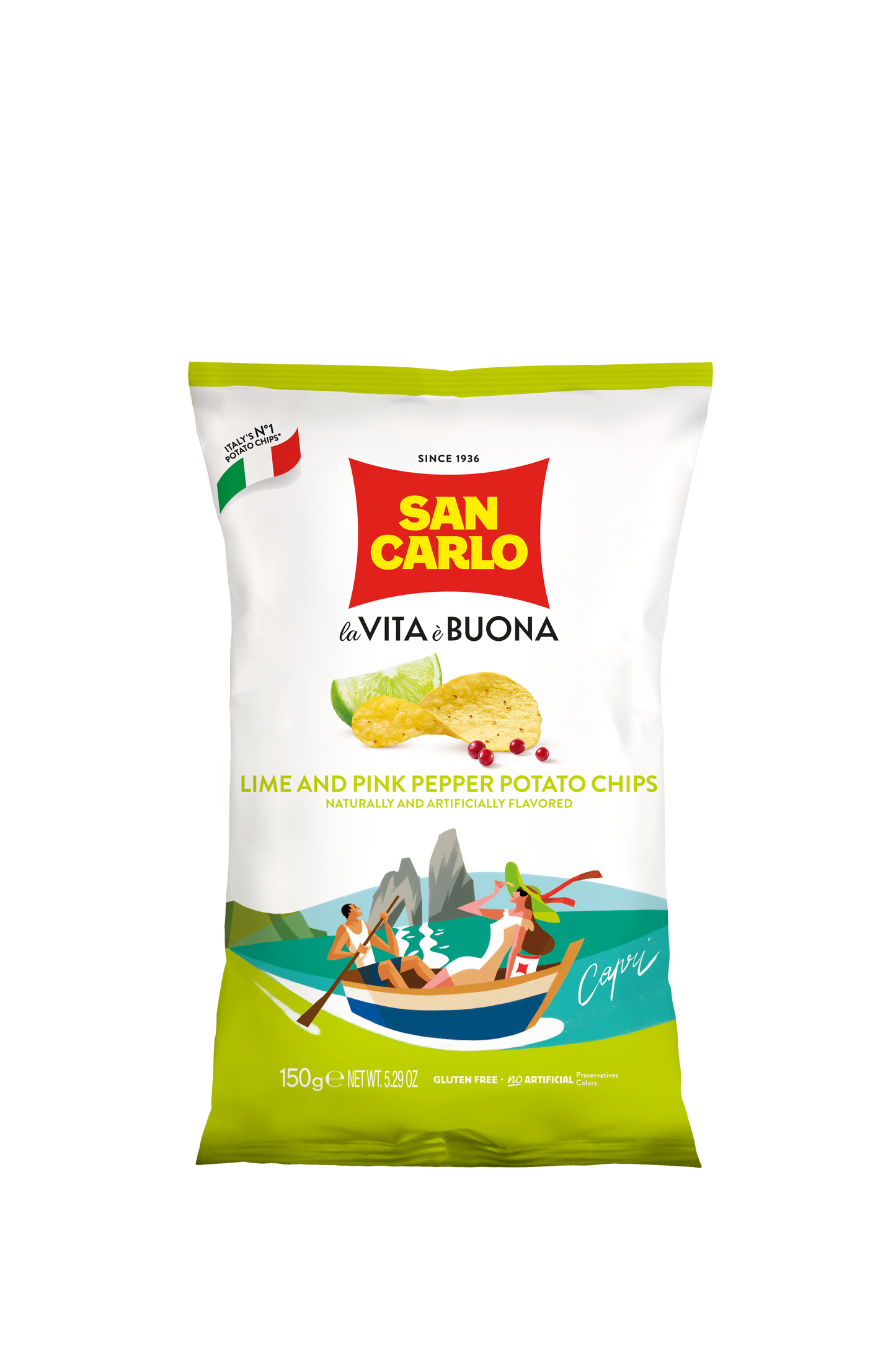 Lime and Pink Pepper Chips 150g by San Carlo