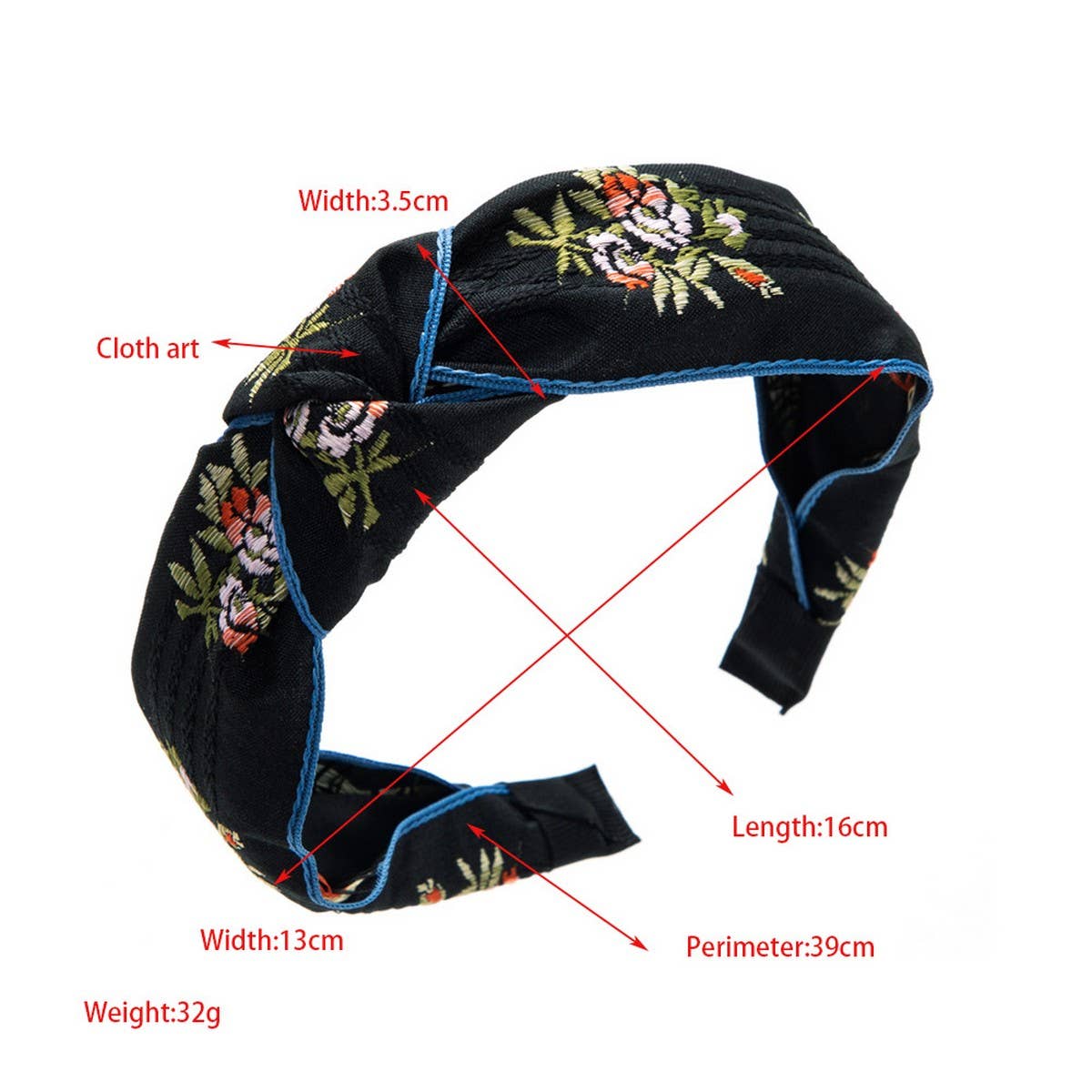 CROSS EMBROIDERY FASHION HEADBAND_CWAHA1253: Black / (OS) 3
