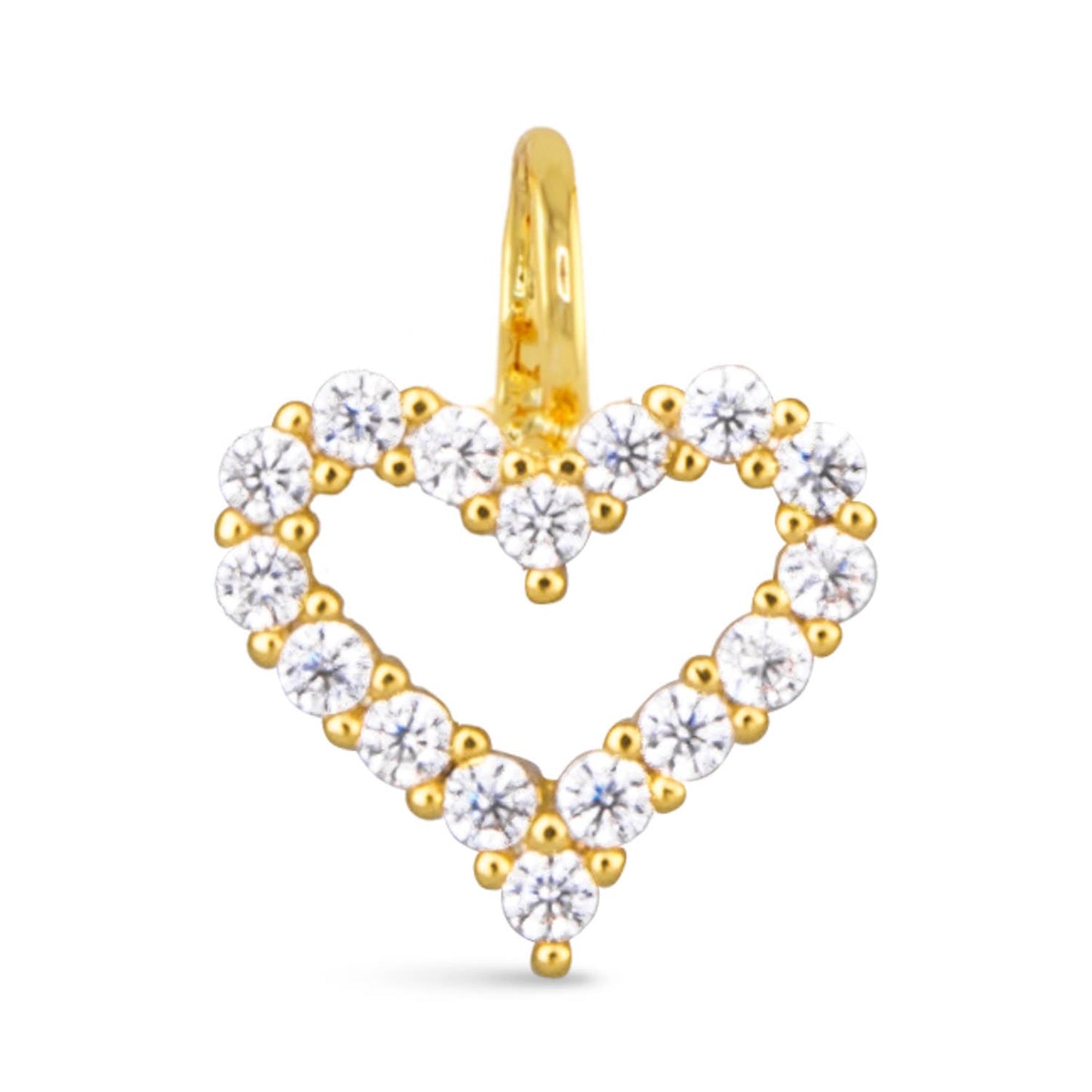 CZ Heart Necklace Charm - Gold - AMANDA BLU